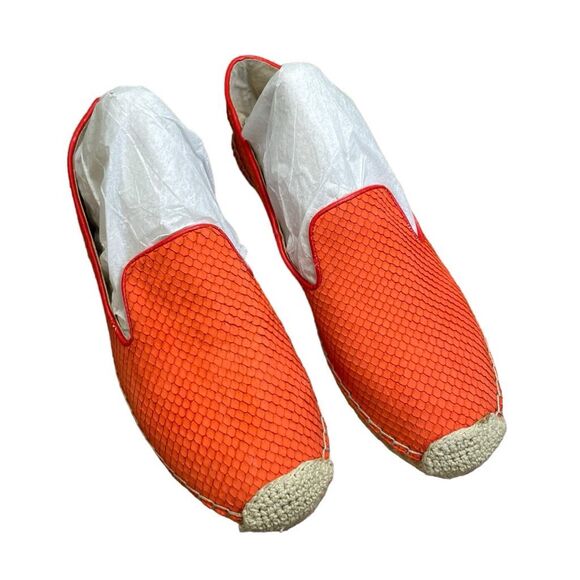 Vince Camuto Driston Espadrilles Flats Orange Suede Snakeskin Animal Print 8 - Picture 3 of 9